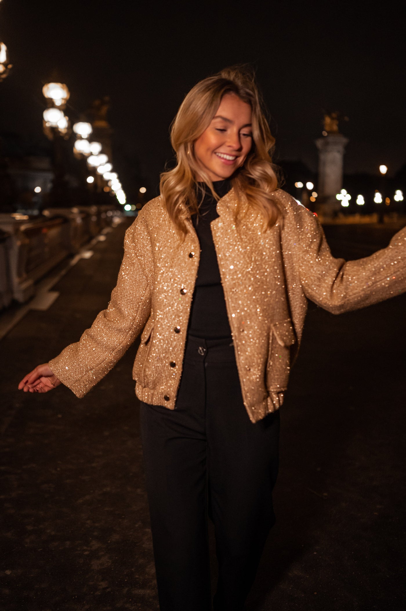 ILONA™ | DIE GOLDENE PAILLETTEN-BOMBERJACKE