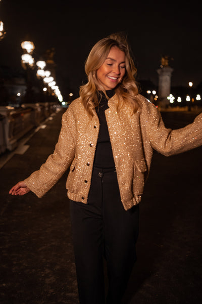 ILONA™ | DIE GOLDENE PAILLETTEN-BOMBERJACKE