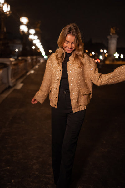 ILONA™ | DIE GOLDENE PAILLETTEN-BOMBERJACKE