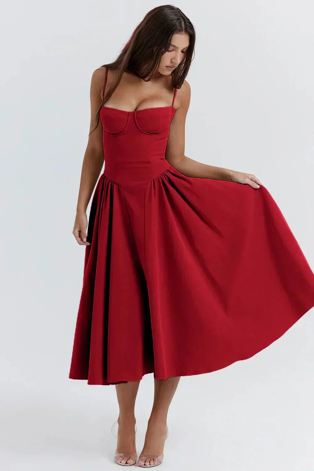 Ellie | Ärmelloses Korsett-Midikleid