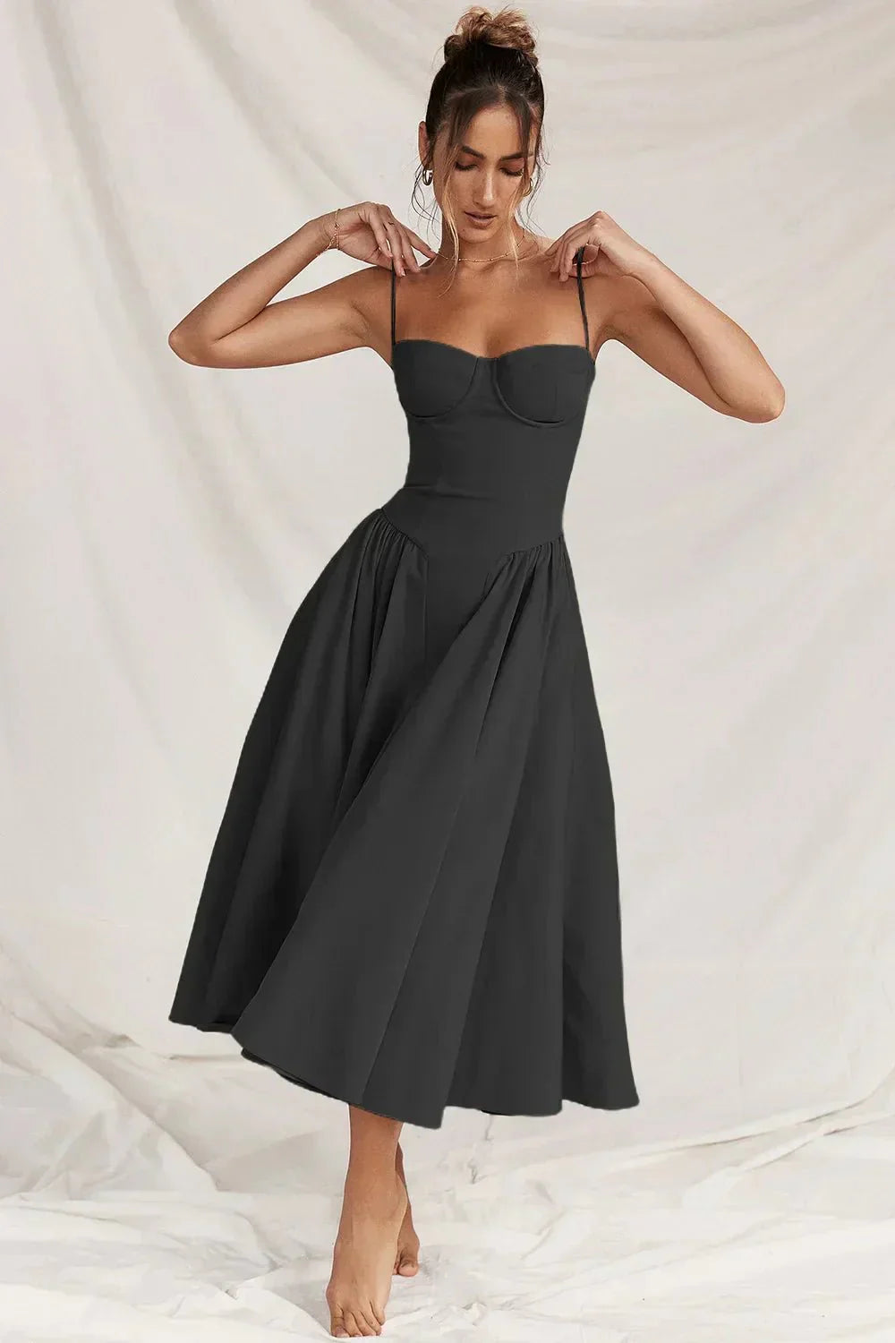 Ellie | Ärmelloses Korsett-Midikleid