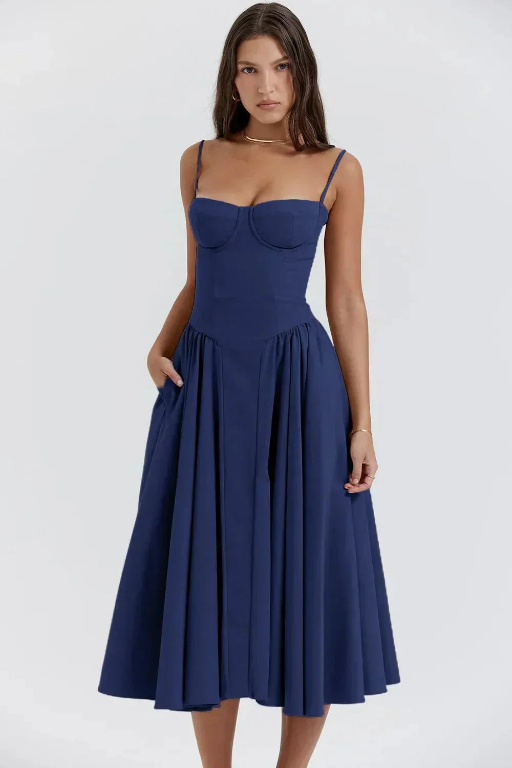 Ellie | Ärmelloses Korsett-Midikleid