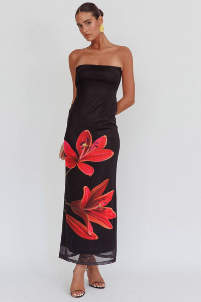 Emely | Trägerloses Blumenkleid