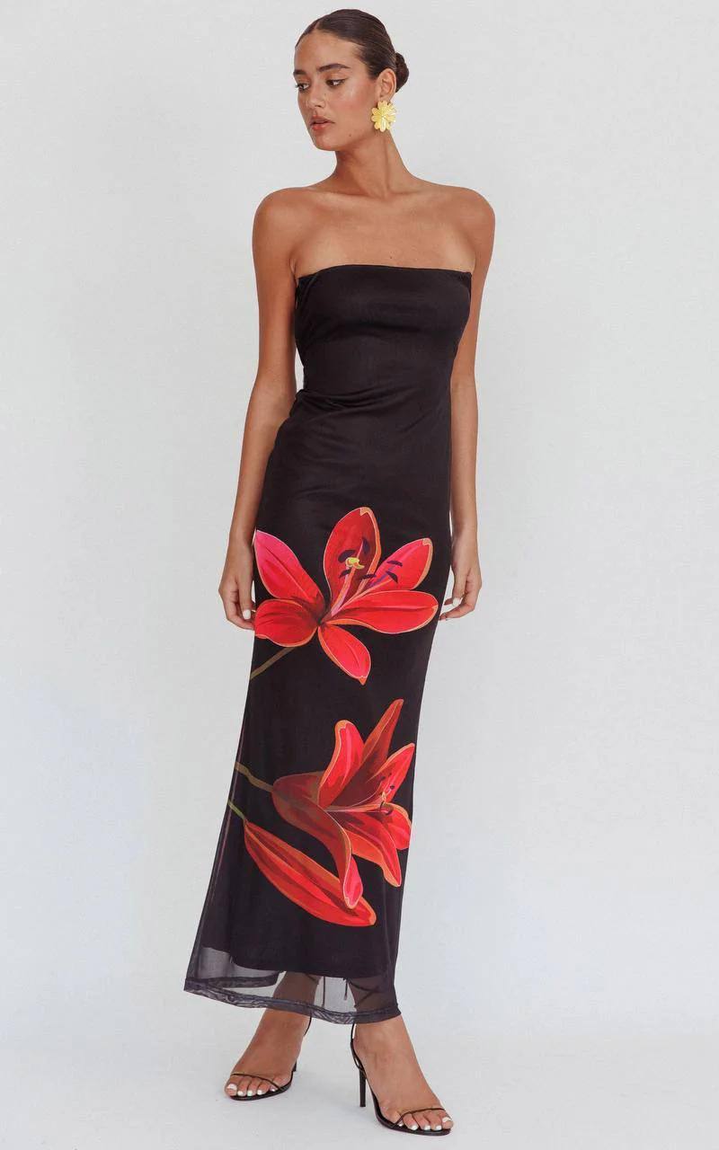 Emely | Trägerloses Blumenkleid