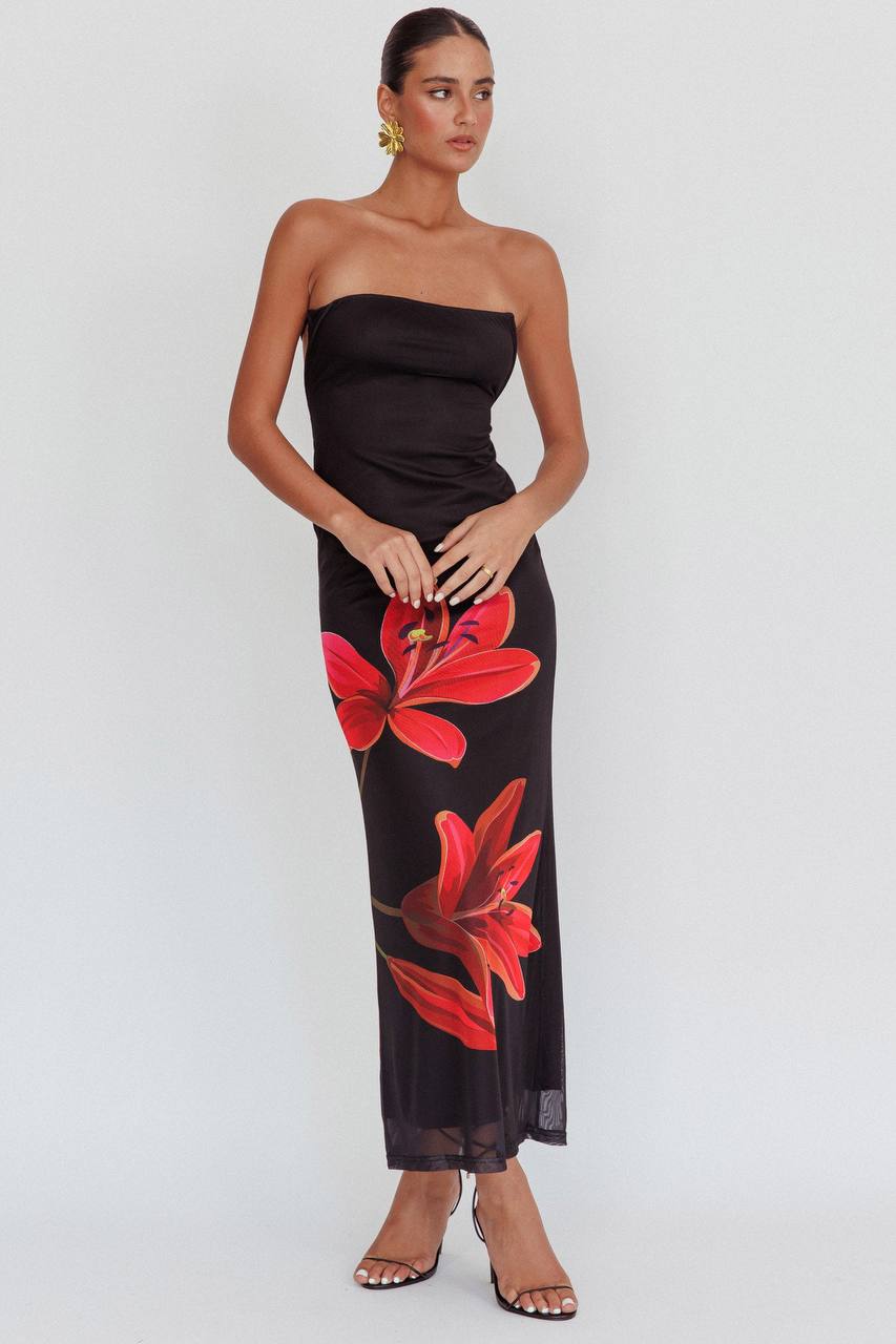 Emely | Trägerloses Blumenkleid