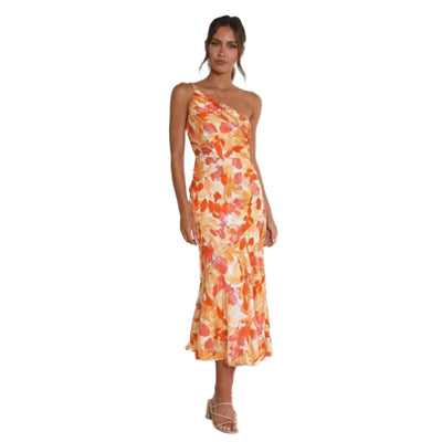Emmy | Asymmetrisches Maxikleid mit floralem Muster